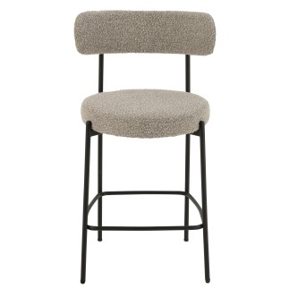 Cadeira de bar em tecido cinzento com base em metal preto, 53 x 48 x 97 cm