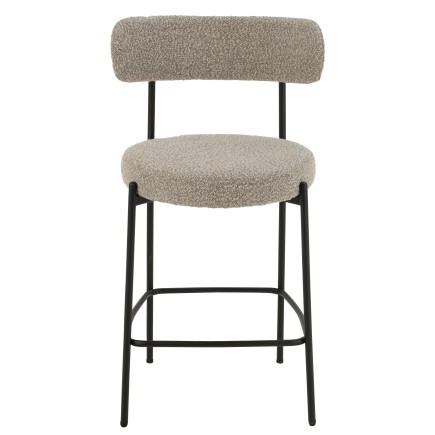 Silla de bar con tapizado gris y patas de metal negro, 53 x 48 x 97 cm