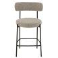 Cadeira de bar em tecido cinzento com base em metal preto, 53 x 48 x 97 cm Cadeira de bar em tecido cinzento com base em metal preto, 53 x 48 x 97 cm