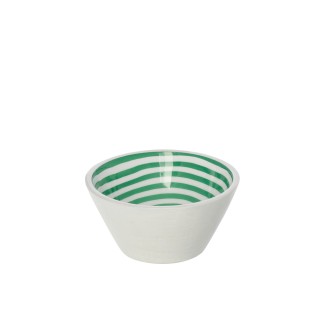 Cuenco de madera de mango blanco y verde, 15 x 15 x 7,5 cm