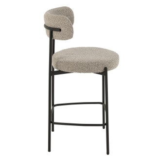 Cadeira de bar em tecido cinzento com base em metal preto, 53 x 48 x 97 cm