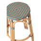 Banco de bar em madeira com assento azul e laranja, 53 x 53 x 66 cm Banco de bar em madeira com assento azul e laranja, 53 x 53 x 66 cm