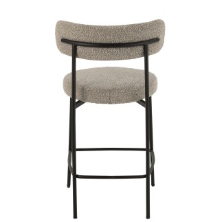 Sedia da bar in tessuto grigio con base in metallo nero 53x48x97 cm