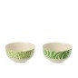Conjunto de 2 tigelas de cerâmica brancas e verdes, 14 x 14 x 7 cm Conjunto de 2 tigelas de cerâmica brancas e verdes, 14 x 14 x 7 cm