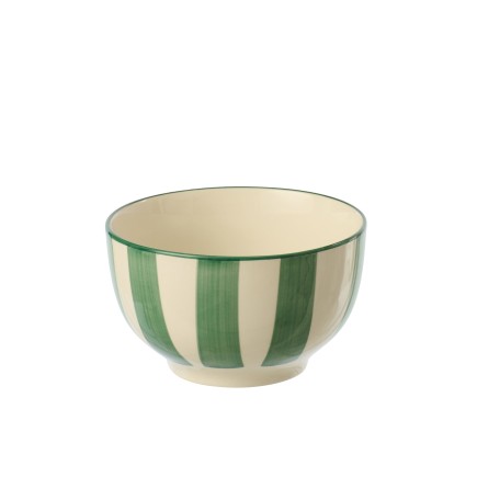 Taça de cerâmica branca e verde, 14 x 14 x 8,4 cm