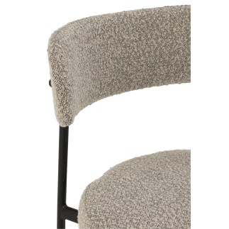 Cadeira de bar em tecido cinzento com base em metal preto, 53 x 48 x 97 cm