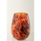 Bougie 120h dans photophore verre orange 15x15x22.5 cm Bougie 120h dans photophore verre orange 15x15x22.5 cm
