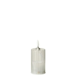 Vela LED de cristal transparente, 6 x 6 x 10 cm