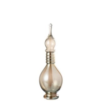 Botella decorativa con tapón de cristal beige, 13,5 x 13,5 x 40 cm