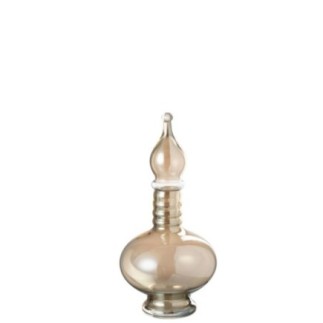 Garrafa decorativa com rolha de vidro bege 17,5 x 17,5 x 38 cm