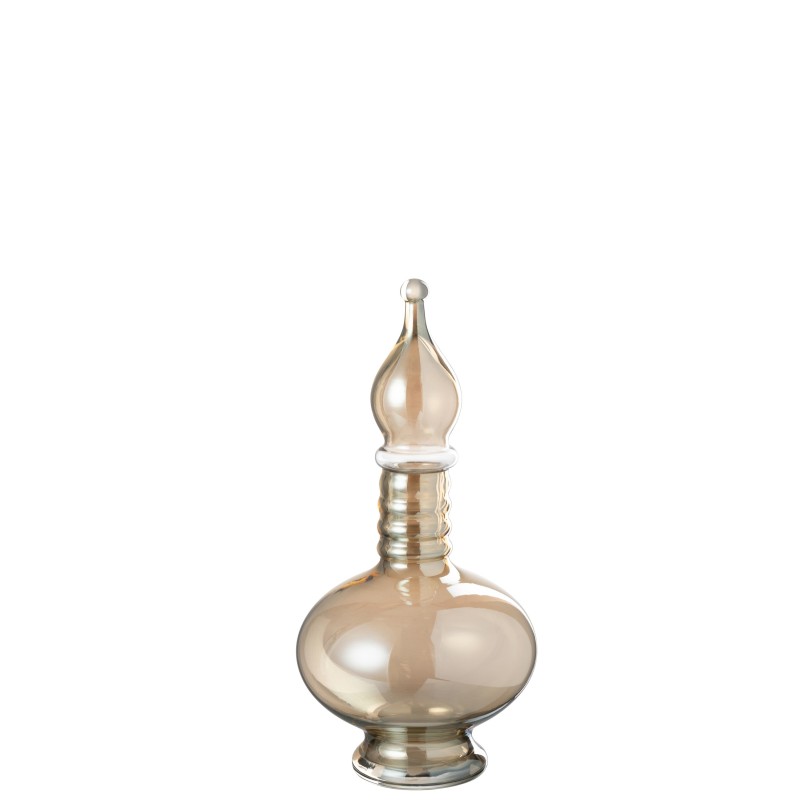 Botella decorativa con tapón de cristal beige, 17,5 x 17,5 x 38 cm Botella decorativa con tapón de cristal beige, 17,5 x 17,5 x 38 cm