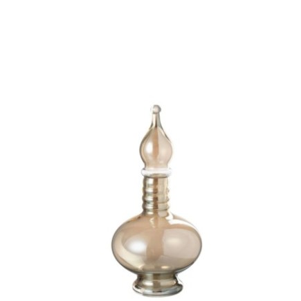 Bouteille déco avec bouchon en verre beige 17.5x17.5x38 cm