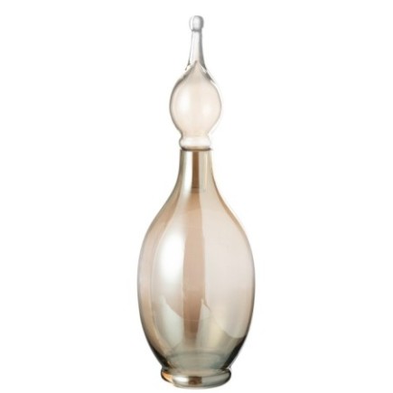 Garrafa decorativa com rolha de vidro bege 17x17x53 cm