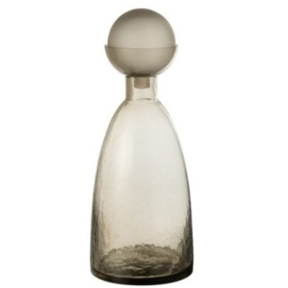 Bottiglia decorativa con tappo in vetro grigio 16x16x43 cm