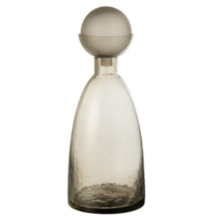 Garrafa decorativa com rolha de vidro cinzenta 16x16x43 cm