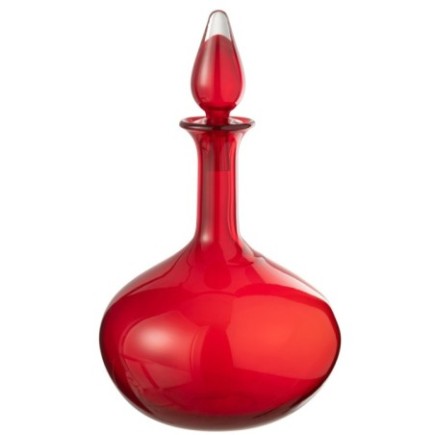 Bouteille déco avec bouchon en verre rouge 26.5x26.5x33 cm