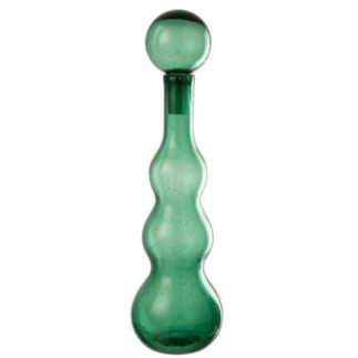 Garrafa decorativa com rolha de vidro verde 14,5 x 14,5 x 52 cm