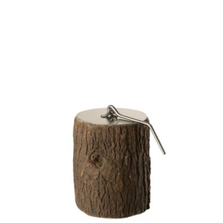Braséro tunk rond en ciment marron 10x10x12 cm