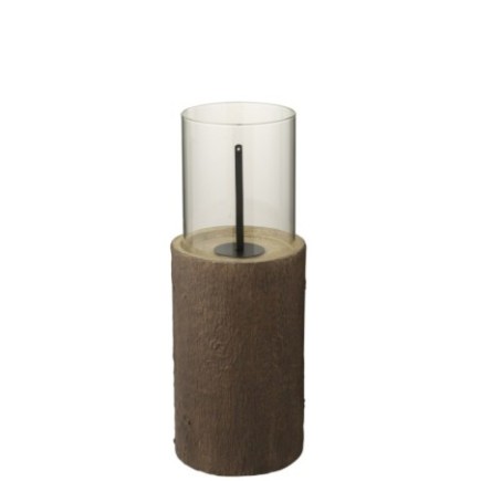 Braséro tunk rond en ciment marron 23x23x65 cm