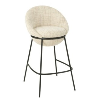 Chaise de bar tissu beige pied métal noir 55x54x99 cm