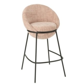 Sedia da bar in tessuto rosa con base in metallo nero 55x54x99 cm