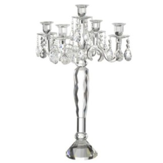 Candelabro de 5 braços em cristal transparente, 42,5 x 42,5 x 65,5 cm
