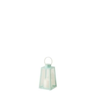 Lanterna com vela LED em vidro azul 10 x 10 x 17,5 cm
