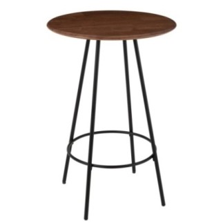 Tavolino alto con base nera e piano beige 60x60x105 cm