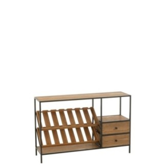 Botellero de madera beige, 120 x 33 x 77 cm