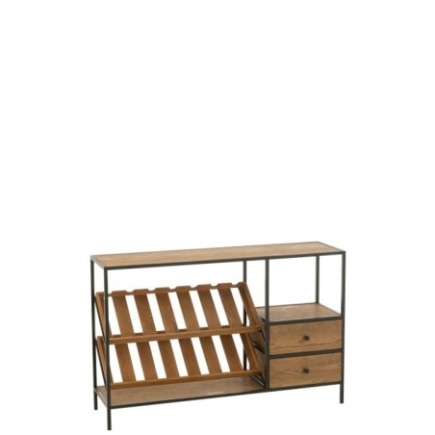 Meuble à bouteilles en bois beige 120x33x77 cm