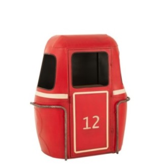 Mobile bar in metallo rosso a forma di funivia, 135x47x154 cm
