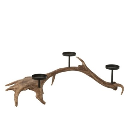 Portacandela in poliresina marrone 62,5 x 34,5 x 21,5 cm