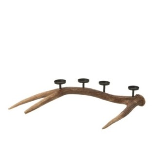 Support à bougie en polyrésine marron 65x30x17.5 cm