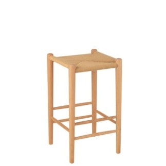 Banco de bar em madeira de faia bege 38x38x66,4 cm