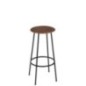 Sgabello da bar con base in metallo nero e seduta in legno beige 35x35x76 cm