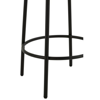 Banco de bar em tecido branco com base em metal preto, 41 x 41 x 67 cm