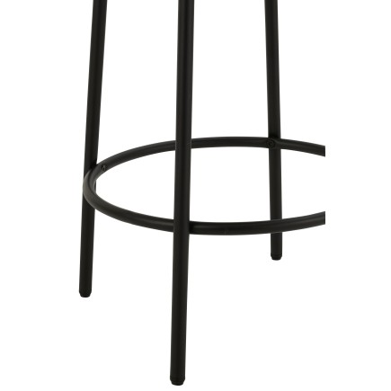 Taburete de bar con tapizado blanco y patas de metal negro, 41 x 41 x 67 cm
