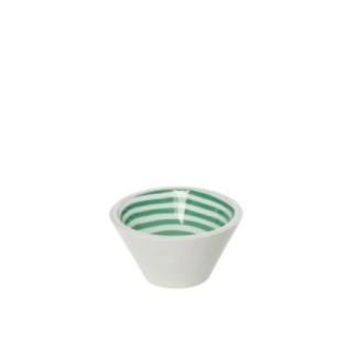 Taça de madeira de mangueiro branca e verde, 10 x 10 x 5,75 cm