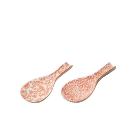 Suporte para colheres em madeira de mangueiro branco e laranja, 25 x 11,5 x 1,5 cm