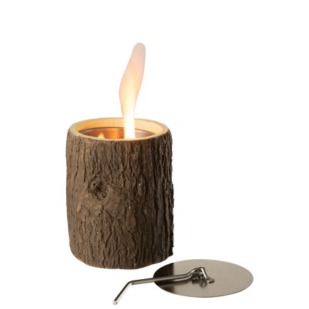 Braséro tunk rond en ciment marron 10x10x12 cm