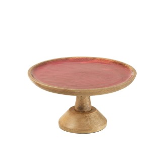Vassoio per torte in legno rosa 25x25x15 cm