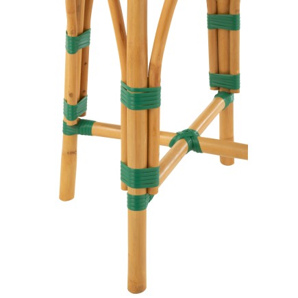Banco de bar em rattan bege e verde, 38 x 38 x 65 cm