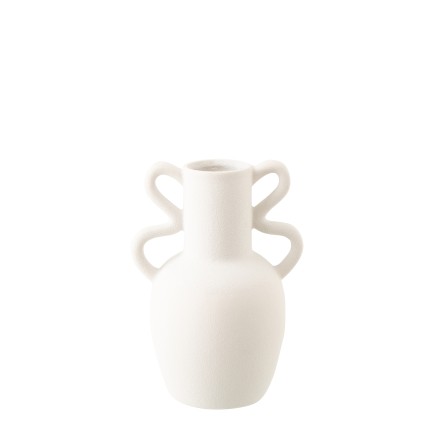 Vaso con 2 manici in ceramica bianca 20,5x16x28,5 cm