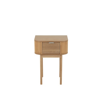 Table de nuit arrondie en bois beige 53x40x67 cm