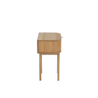 Table de nuit arrondie en bois beige 53x40x67 cm