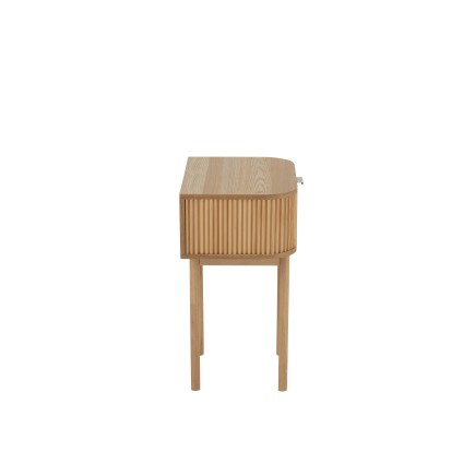 Table de nuit arrondie en bois beige 53x40x67 cm