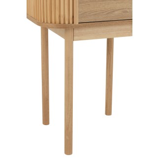 Table de nuit arrondie en bois beige 53x40x67 cm