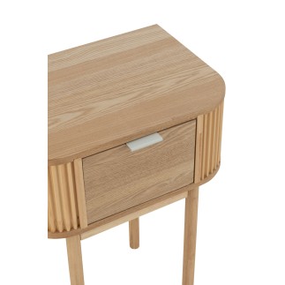 Table de nuit arrondie en bois beige 53x40x67 cm