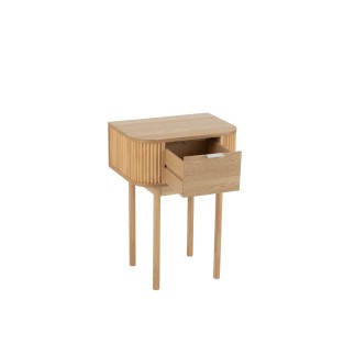 Table de nuit arrondie en bois beige 53x40x67 cm