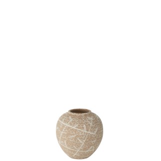 Vaso in ceramica beige 21x21x21 cm